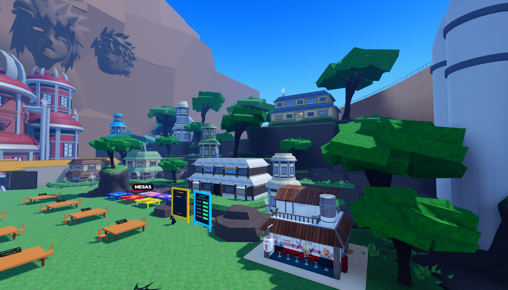 Mesas de juego en un mapa de estilo ninja